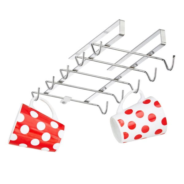 Tuft rozsdamentes acél bögretartó fehér és piros színű pöttyös bögrékkel