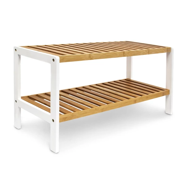 Panit 2 szintes cipőtartó állvány bambuszból üresen 