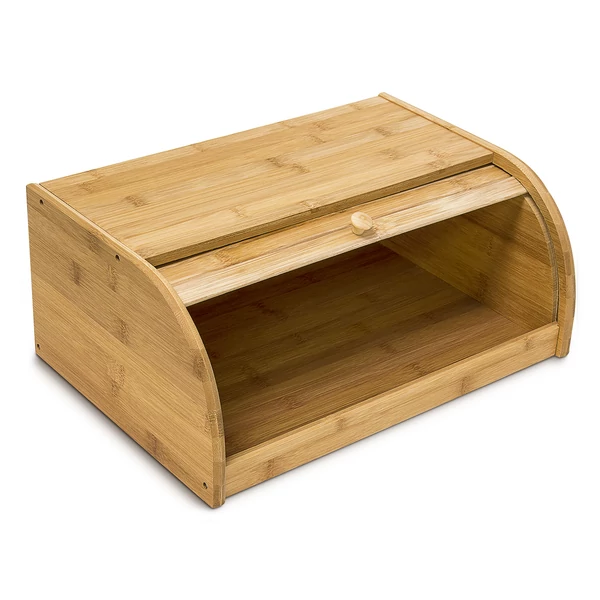 Bambusz kenyértartó lehajtható és felhajtható fedéllel üresen