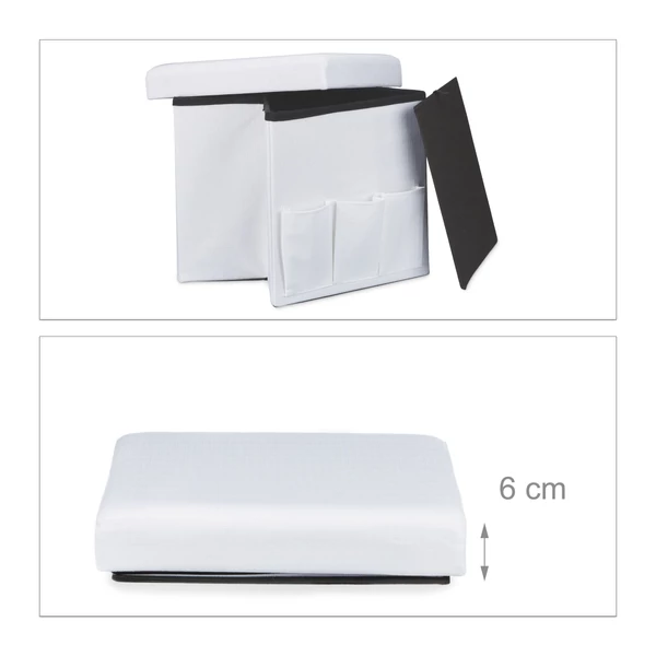 Összecsukható fehér színű szövet ülőke és puff egyszemélyes