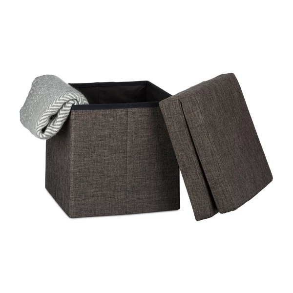 Lammert barna színű szövet kárpitozású puff tetővel