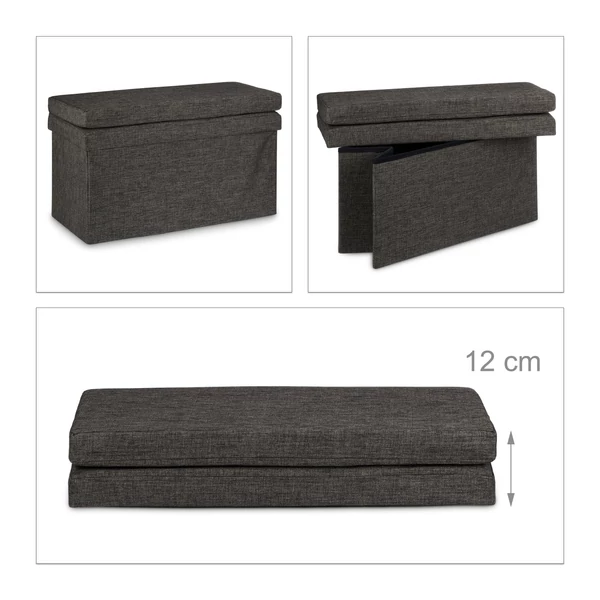 összecsukható háttámlával is felszerelt puff és ülőke összecsukva