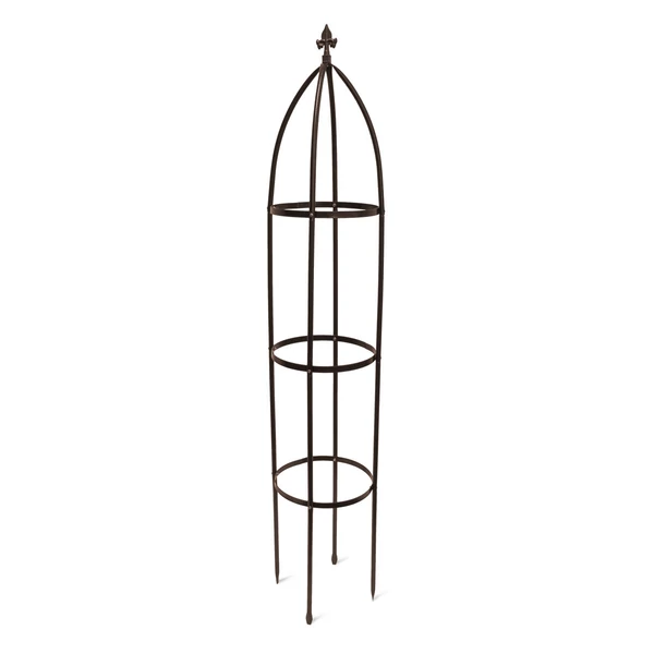 barna rózsafuttató virágfuttató lugas csúcsdísszel fehér háttéren összeszerelt állapotban