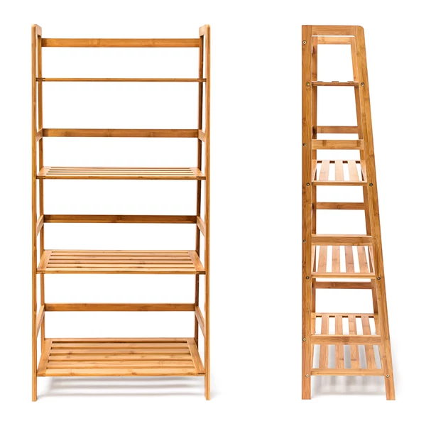 Többszintes bambusz tároló polcrendszer és könyvespolc 