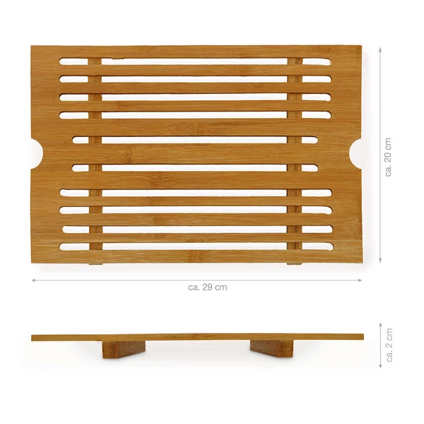 Levehető fedeles morzsatartós kenyérvágó deszka teteje felülről és oldalról