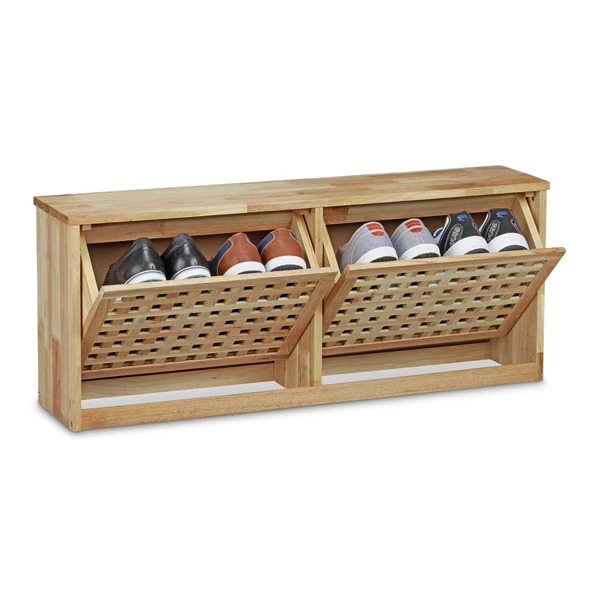 diófa cipőtartó szekrény 4 pár cipőnek elegendő hellyel alacsony széles kivitelben