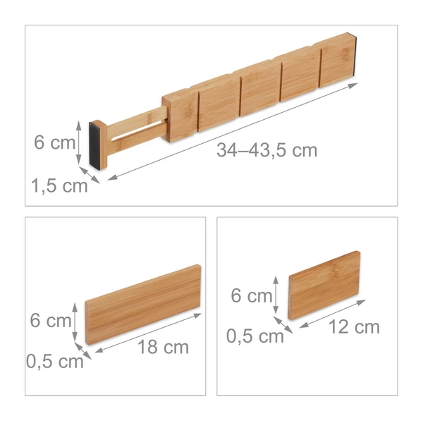 bambusz állítható fiókelválasztó készlet