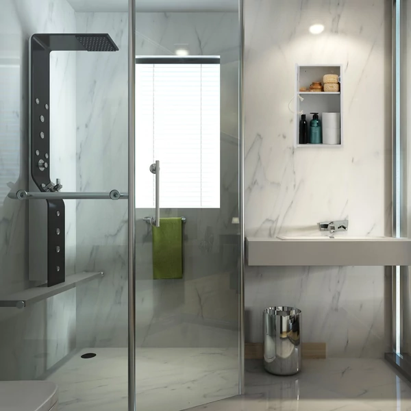 Fehér Anika fürdőszobai fali álló szekrény modern fürdőszobában