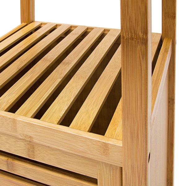 bambusz fürdőszoba szekrény nyitott polcokkal