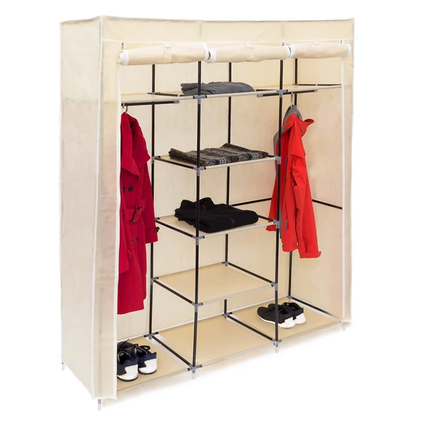 krém színű xxl méretű mobil gardrób- és ruhásszekrény