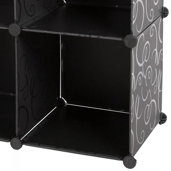 LACY Gardróbszekrény, 6 tároló rekesszel Fekete