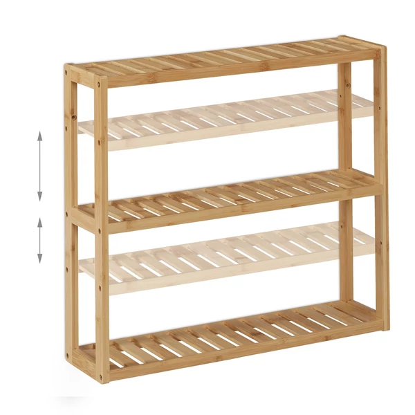 Variálható polcmagasság az izon 3 szintes bambusz fürdőszobai polcon