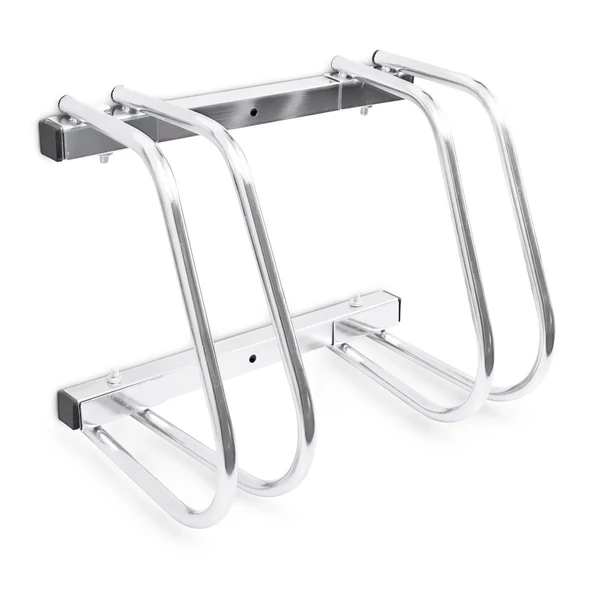 falra is szerelhető két férőhelyes kerékpártároló rozsdamentes kültéri kivitel