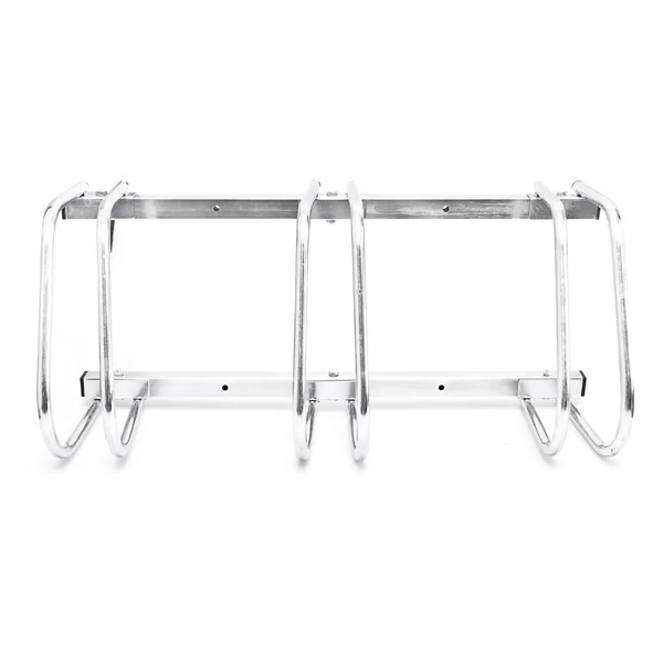 Krómozott acélból készült kültéri és beltéri használatra is alkalmas biciklitároló a falra felszerelve