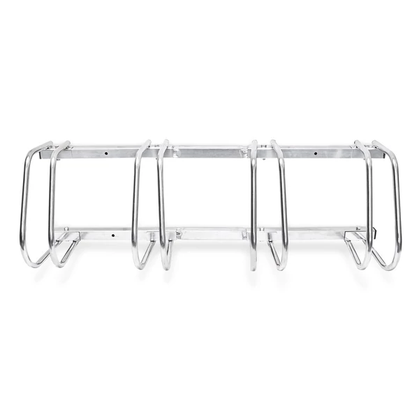 falra szerelhető négy állásos kerékpártároló szemből fényképezve