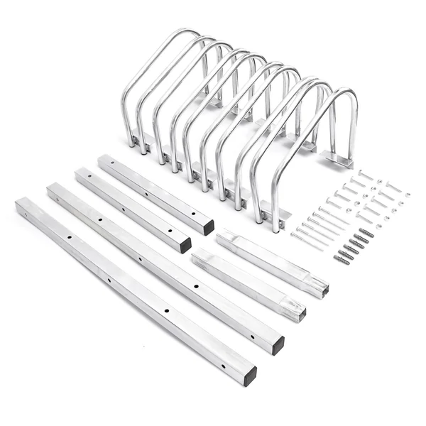 Bike 5 beállóhelyes kerékpártároló és bicikliparkoló lapra szerelt állapotban