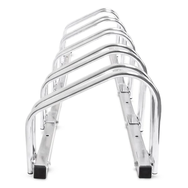 Bike öt állásos biciklitároló krómozott acélból kültéri és beltéri használatra oldalnézetből üresen