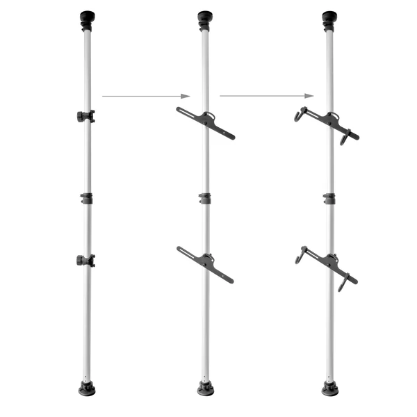 Teleszkóposan kifeszíthető kerékpártároló állvány két darab biciklinek elegendő hellyel