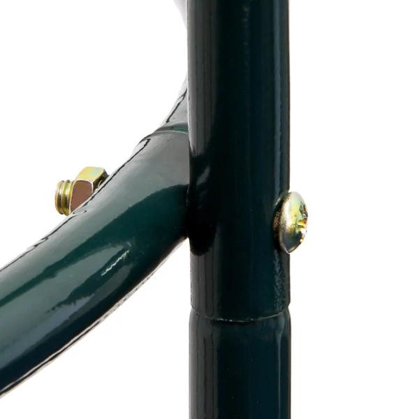 Sötétzöld színű acélcsövekből álló rózsafuttató obeliszk és növényfuttató támasz egyik középső eleme