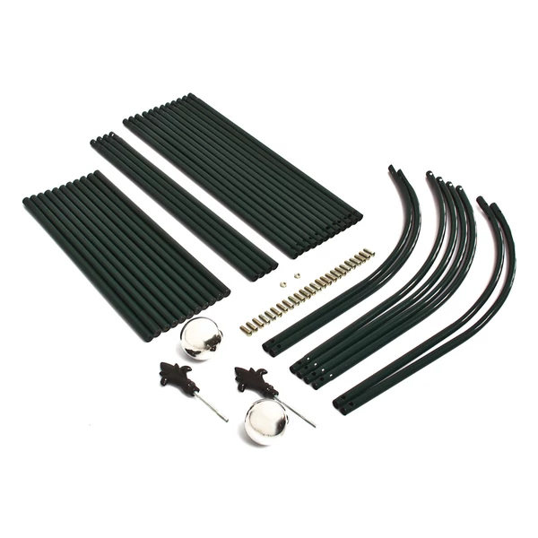 Íves tetejű zöld színű rózsafuttató keret teljesen szétszerelve 