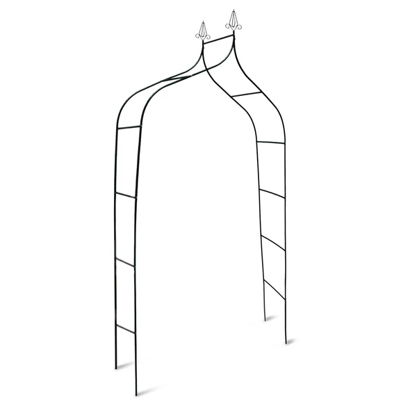 Sötétzöldszínű kültéri rózsafuttató kapu és növéyfuttató boltív üresen