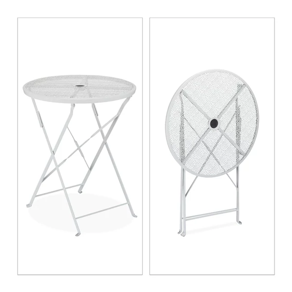 Biko teljesen összehajtható acél kerti és erkély asztal használatra készen