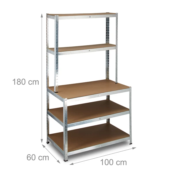 Horganyzott acél salgó polc és raktári polc méretezett katalógusképe