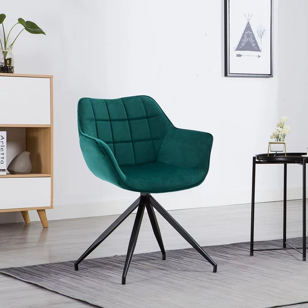 Nappaliban elhelyezett türkíz színű plüss szék modern környezetben