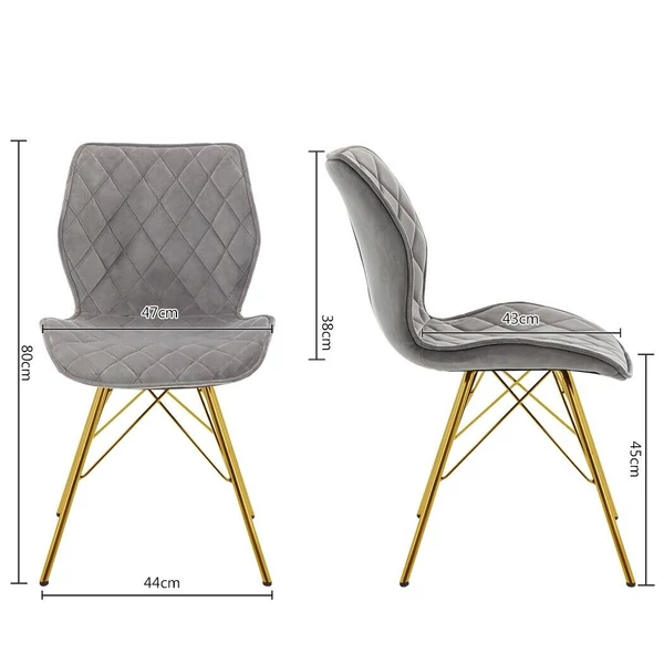 szürke színű plüss anabell modern étkezőszék méretekkel ellátott katalógusképe