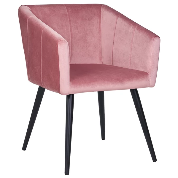 Elza pink plüss étkezőszék fekete lábakkal fehér háttéren