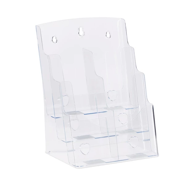 Átlátszó szórólaptartó irodai pult használatra