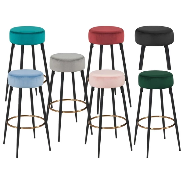 Robin bárszékek plüss kárpitozással 6 különböző színben egy képen