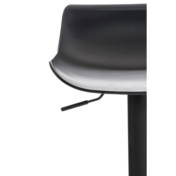 Fekete színű műanyag ülőrészes és acél talprészes aveiro bárszék ülőrésze közelről