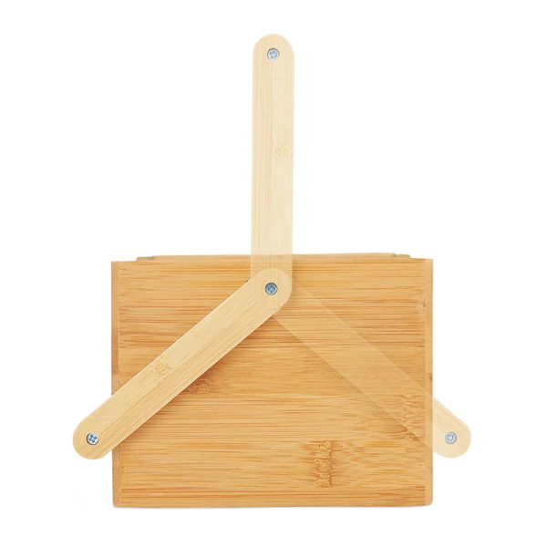 Aida bambusz asztali evőeszköztartó lehajtott hordozófüllel üresen oldalnézetből