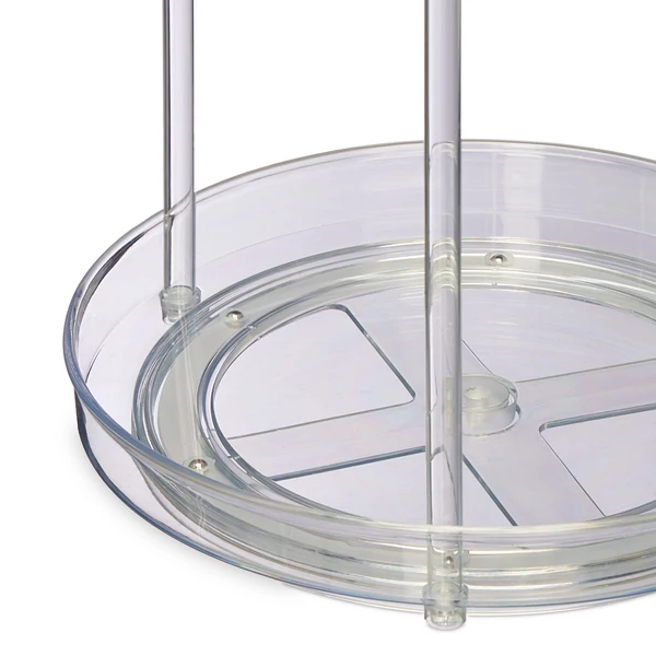 forgatható műanyag tárolóállvány alsó polca közelről