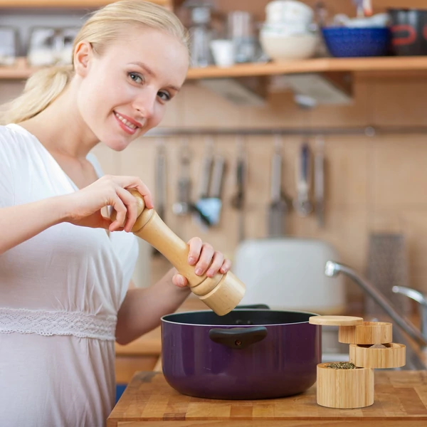 HAMO Forgatható Bambusz Só és Fűszertartó