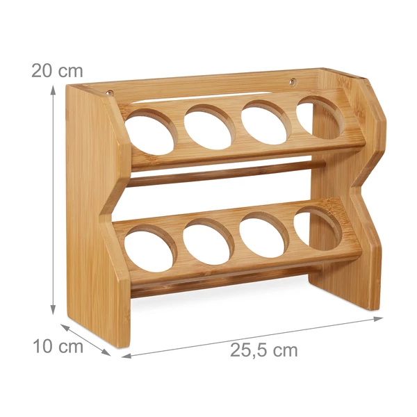Joru bambusz fűszertartó állvány állvány kétszintes kialakítással üresen méretekkel