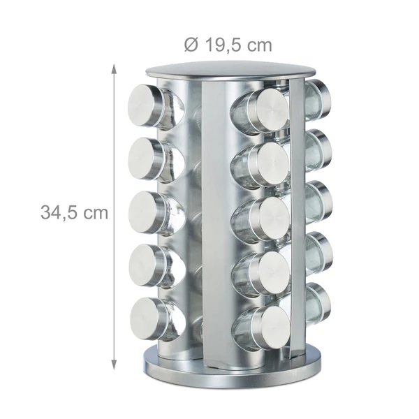 POKRA Fűszertartó 20 db, Rozsdamentes Acél Állvány