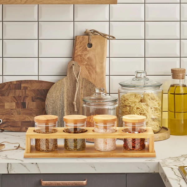 Sosim 5 részes asztali fűszertartó állvány 4 tárolóval és egy darab tartóval