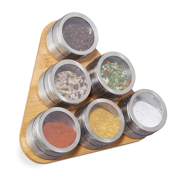 Syo mágneses fűszertartó és fűszeradagoló készlet 6 db tégellyel