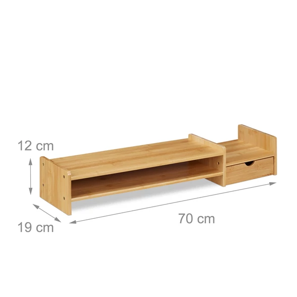 RASKA Bambusz Monitortartó állvány, Asztali Rendszerező