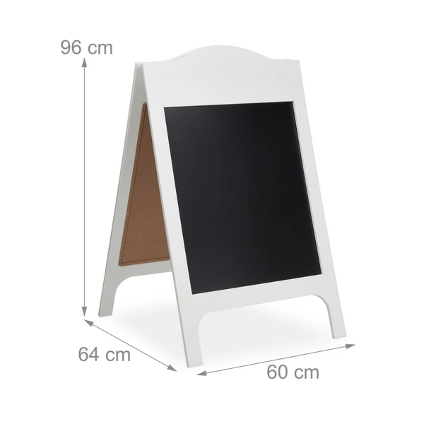 Fehér színű fa megállító tábla méreteivel ellátott katalógusképe