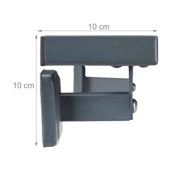 Falra szerelhető acél antrazit színű lépcsőkorlát tartókonzoljáról készült közeli kép