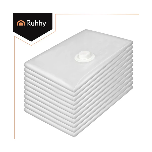 10 darab azonos méretű vákuumos ruhatároló vákuumzsák készlet egymáson