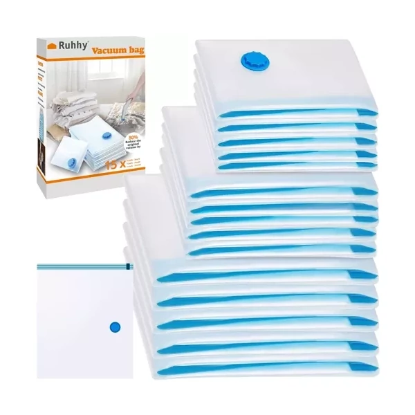 Három darab nagyméretű vákuumzsákból álló vákuumos tárolózsák készlet 15 darabos mennyiségben