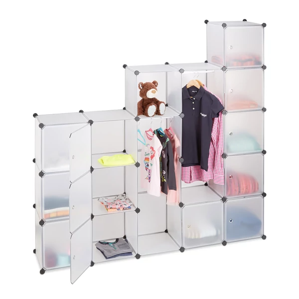 Variálható 14 rekeszes moduláris diy gardrób és ruhásszekrény átlátszó színben