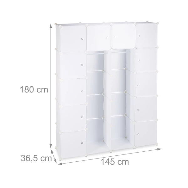 LACY Gardróbszekrény, 14 tároló rekesszel