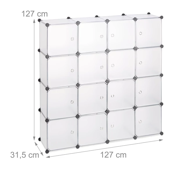 LACY Gardróbszekrény, 16 tároló rekesszel