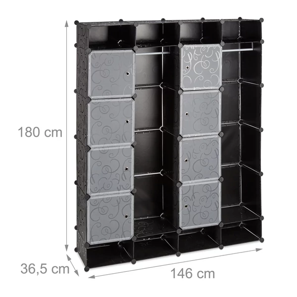 LACY Gardróbszekrény, 18 Tároló Rekesszel