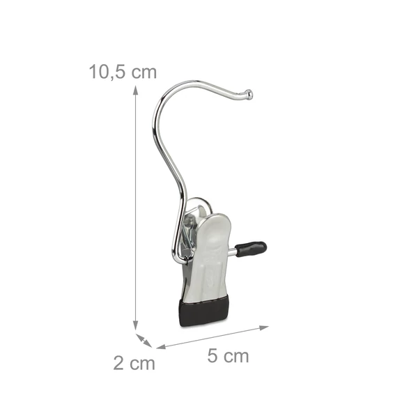 acél akasztókampóval szerelt gumirozott csipeszes nyekkendő vállfa méretekkel